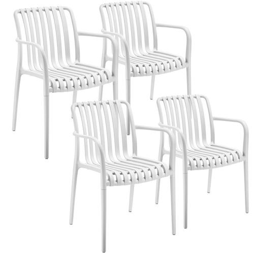 tectake Tuinstoelen Alcudia, weerbestendig, stapelbaar - wit, Tuin en Terras, Overige Tuin en Terras, Verzenden