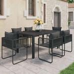 vidaXL 7-delige Tuinset PVC-rattan zwart, Tuin en Terras, Verzenden, Nieuw, Tuinset