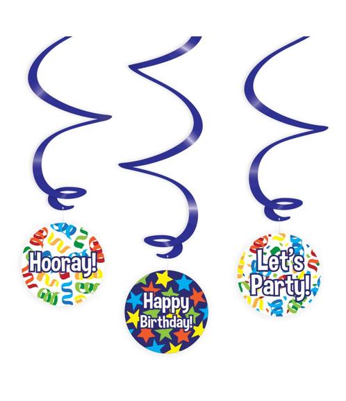Swirl decorations Happy birthday cartoon 3st 14cm, Hobby & Loisirs créatifs, Articles de fête, Envoi