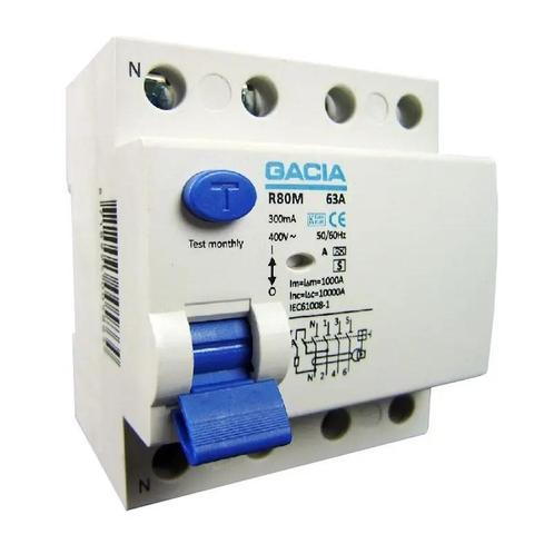 GACIA aardlekschakelaar 30mA 63A 4P, Doe-het-zelf en Bouw, Elektriciteit en Kabels, Nieuw, Verzenden