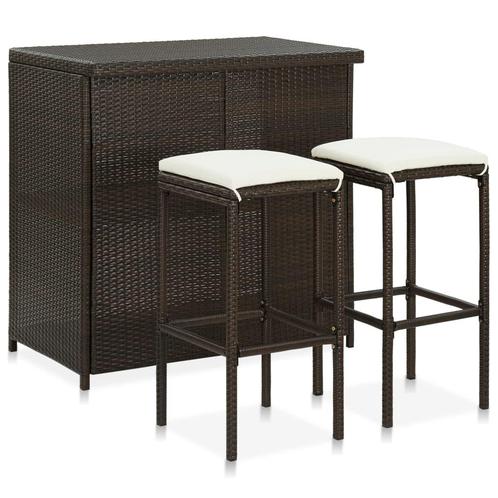 vidaXL 3-delige Barset poly rattan bruin, Huis en Inrichting, Complete eetkamers, Nieuw, Verzenden
