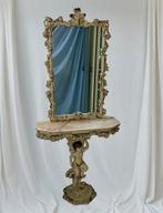 Wandtafel - Venetiaans met spiegel - Hout, Marmer, Antiek en Kunst, Antiek | Overige Antiek