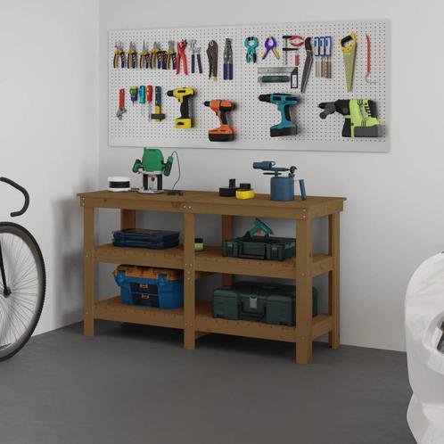 vidaXL Werkbank 142,5x50x80 cm massief grenenhout, Doe-het-zelf en Bouw, Werkbanken, Nieuw, Verzenden