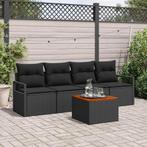 vidaXL Tuinbank Set met kussen 5 pcs Zwart poly rattan, Tuin en Terras, Verzenden, Nieuw