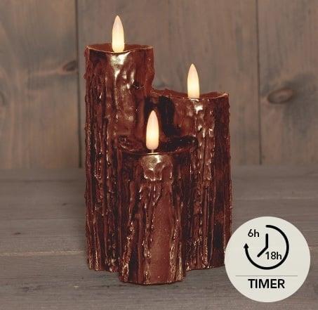 Led kaarsen annas collection – brons druipkaars wax 3 x 3d, Huis en Inrichting, Woonaccessoires | Kunstplanten en Kunstbloemen