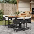 vidaXL 5-delige Tuinset met kussens poly rattan zwart, Tuin en Terras, Tuinsets en Loungesets, Verzenden, Nieuw, Tuinset