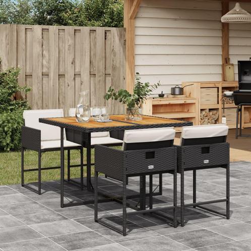 vidaXL 5-delige Tuinset met kussens poly rattan zwart, Tuin en Terras, Tuinsets en Loungesets, Tuinset, Nieuw, Verzenden
