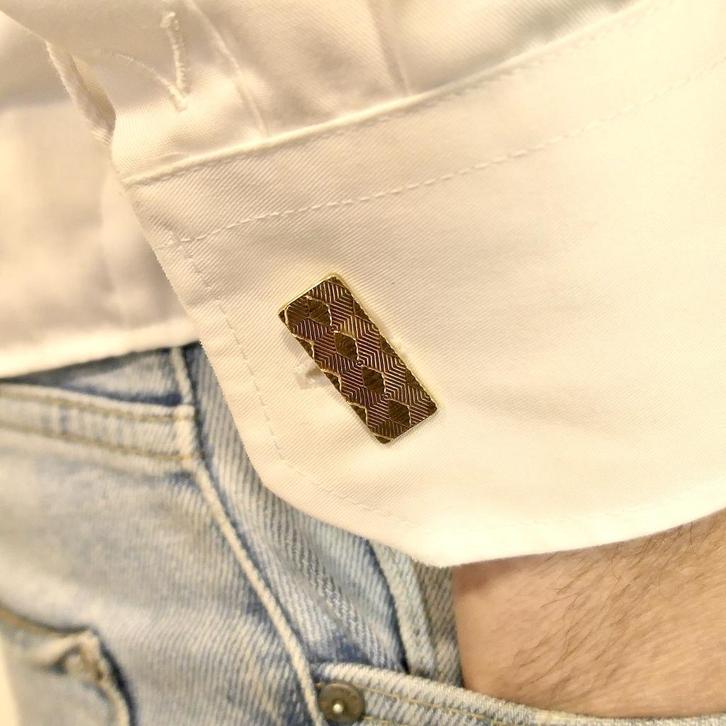 Vintage gouden manchetknopen met patroon, Handtassen en Accessoires, Manchetknopen, Gebruikt, Goud, Ophalen of Verzenden