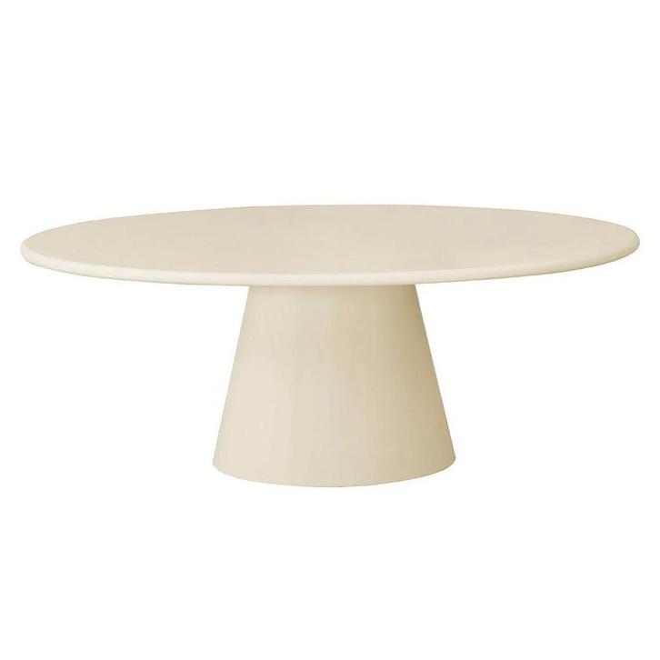 Eettafel Ovaal Maya Microcement Kegelpoot 200 cm Beige, Huis en Inrichting, Tafels | Eettafels, Nieuw, Overige houtsoorten, Ovaal