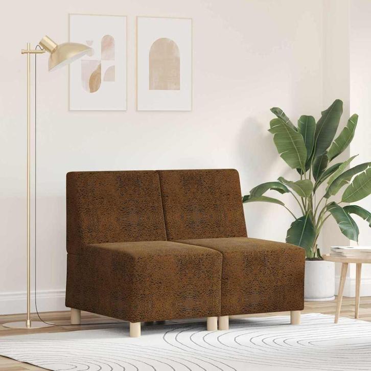 vidaXL Modulaire Sofa Eenheid Armless 2 pcs Bruin 55 x 74 x, Huis en Inrichting, Zetels | Zetels, Nieuw, Verzenden