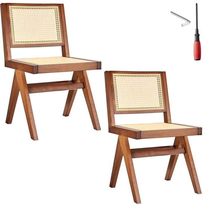 tectake Houten stoel Lizzy met Weens vlechtwerk in boho-stij, Huis en Inrichting, Stoelen, Verzenden