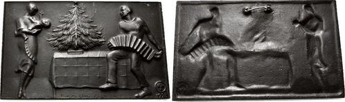 Einseitige Eisenguss-neujahrsplakette 1928 Eisenguss Lauc..., Postzegels en Munten, Penningen en Medailles, Verzenden