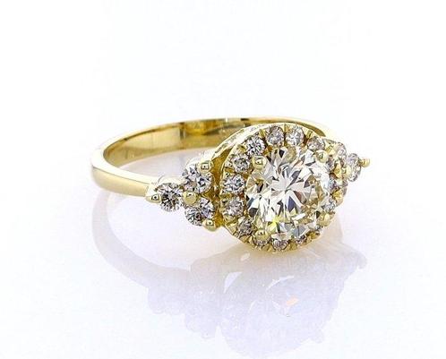 Ring - 14 karaat Geel goud - 1.33ct. tw. Diamant (Natuurlijk, Handtassen en Accessoires, Ringen