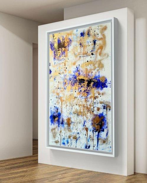 Irena Lenartowicz - Blue&Gold Composition - XXL, Antiek en Kunst, Kunst | Schilderijen | Modern