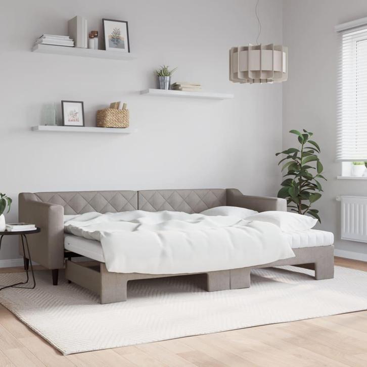 vidaXL Slaapbank met onderschuifbed en matrassen 80x200 cm, Huis en Inrichting, Slaapkamer | Bedden, Nieuw, Verzenden