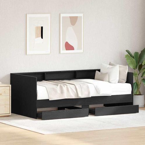 vidaXL Ligbed met Lades Beton Grijs 90x200 cm Gelaagd Hout, Huis en Inrichting, Slaapkamer | Bedden, Nieuw, Verzenden