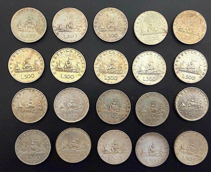 Italië. 500 Lire Argento 1958/1967 (20 monete) (Zonder, Postzegels en Munten, Munten | Europa | Niet-Euromunten