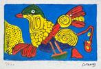 Guillaume Corneille - De veelkleurige vogel, aquagravure, Verzenden