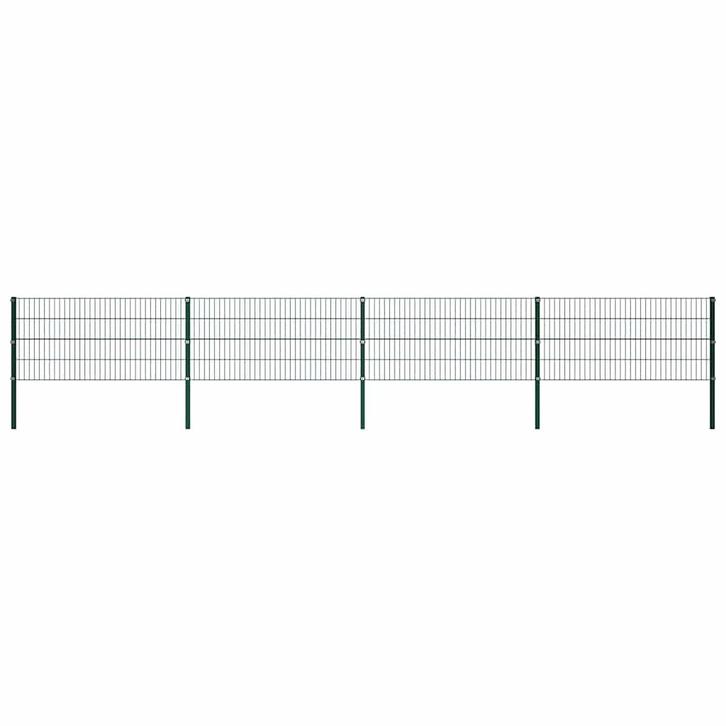 vidaXL Schuttingpaneel met palen ijzer 694,5x80 cm groen, Tuin en Terras, Tuinhekken en Hekwerk, Nieuw, Verzenden