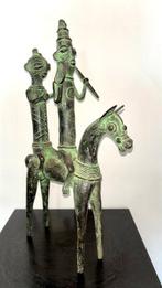 sculptuur, Cavalier à cheval avec sa monture - 41 cm - Brons