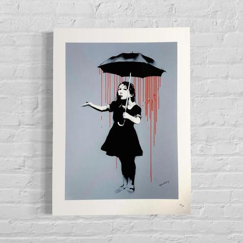 Genummerde Editie BANKSY Girl With Umbrella Lola, Antiek en Kunst, Kunst | Litho's en Zeefdrukken, Verzenden