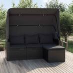 vidaXL Tuinbank 3-zits met dak en voetenbank poly rattan, Tuin en Terras, Verzenden, Nieuw