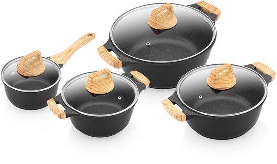 2dekans | ETA Titanium Pannenset met Glazen Deksel voor alle, Huis en Inrichting, Keuken | Keukenbenodigdheden, Ophalen of Verzenden