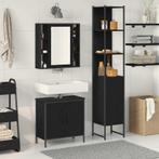 vidaXL Badkamer Sink Kast Zwart Eiken 60x30x60 cm Bewerkt, Huis en Inrichting, Verzenden, Nieuw
