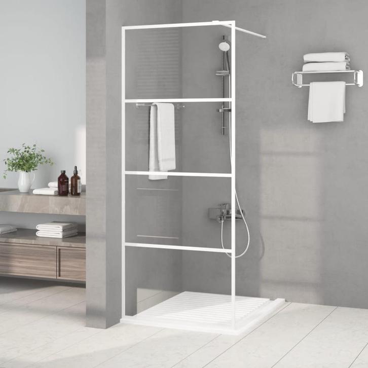 vidaXL Inloopdouchewand 80x195 cm transparant ESG-glas wit, Doe-het-zelf en Bouw, Sanitair, Nieuw, Verzenden