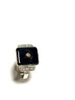 Ring - 14 karaat Witgoud Onyx - Diamant, Nieuw