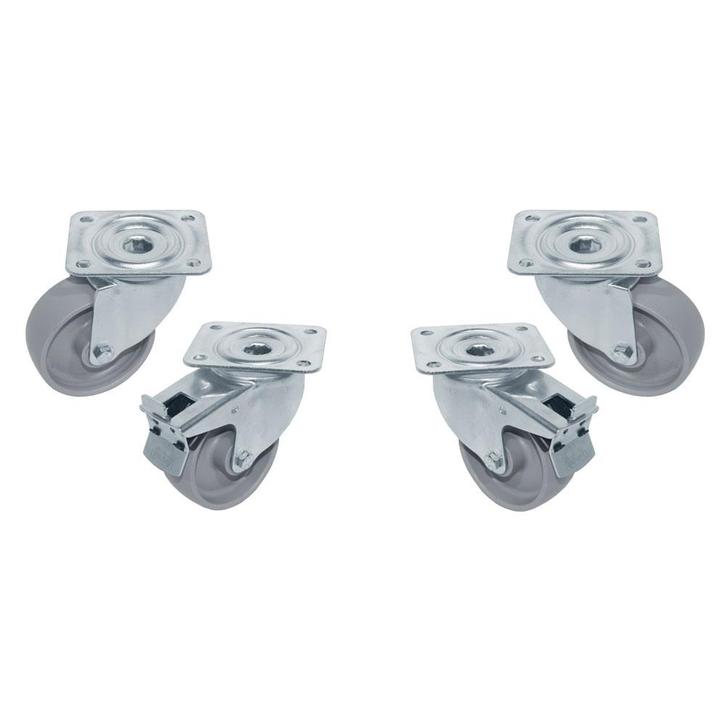 Kit van 4 "verzinkte" zwenkwielen voor tafels, 2 met rem, Zakelijke goederen, Horeca | Keukenapparatuur, Koelen en Vriezen, Verzenden