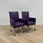 Tweedehands set van 2 x leren eetkamerstoel / vergaderstoel, Huis en Inrichting, Stoelen, Gebruikt, Eén
