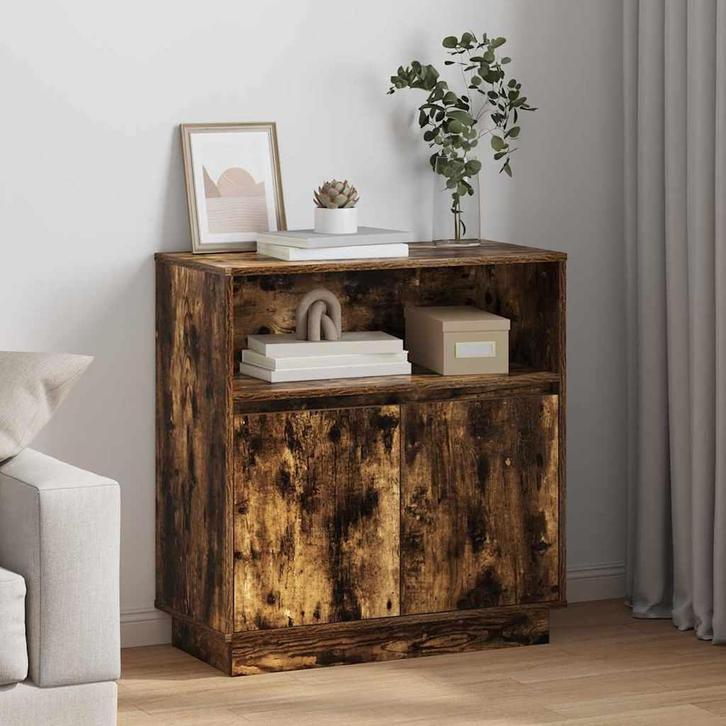 vidaXL Dressoir met LED Gerookt eiken 71 x 34.5 x 75 cm, Huis en Inrichting, Kasten | Dressoirs, Nieuw, Verzenden