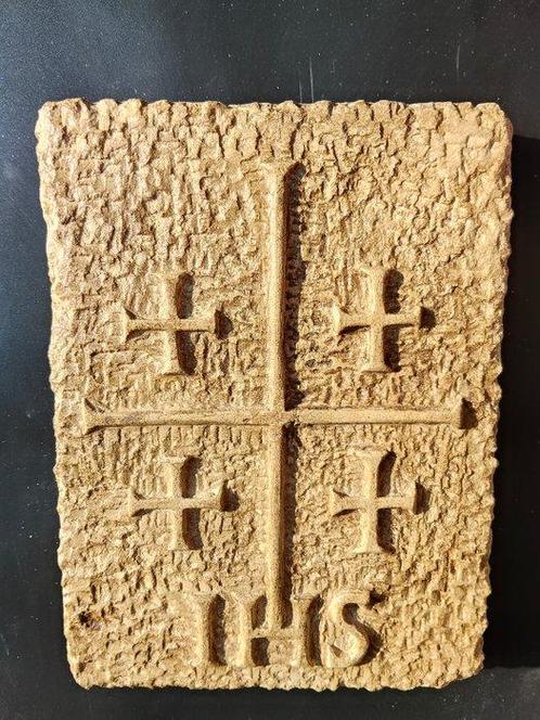 Sculpture, Stemma Araldico IHS - 25 cm - Pierre minérale, Antiek en Kunst, Antiek | Boeken en Manuscripten