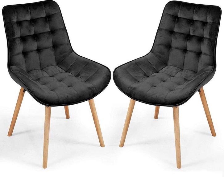 Eetkamerstoelen - Set van 2 - Fluweel - Zwart - MIADOMODO®, Huis en Inrichting, Overige Huis en Inrichting, Verzenden