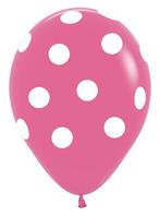 Ballonnen Polka Dots Fuchsia 30cm 25st, Nieuw, Verzenden