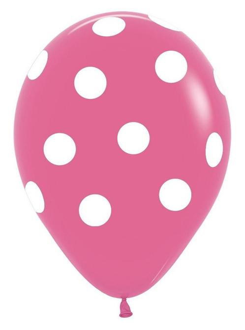 Ballonnen Polka Dots Fuchsia 30cm 25st, Hobby en Vrije tijd, Feestartikelen, Nieuw, Verzenden