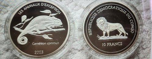 Congo. 10 Francs 2003 Les Animaux D Exception   Cameleon, Postzegels en Munten, Munten | Europa | Niet-Euromunten