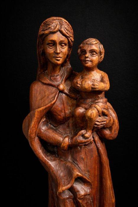 Beeld, Heilige Maria met kindje Jezus - 47.5 cm - Hout, Antiek en Kunst, Antiek | Boeken en Manuscripten