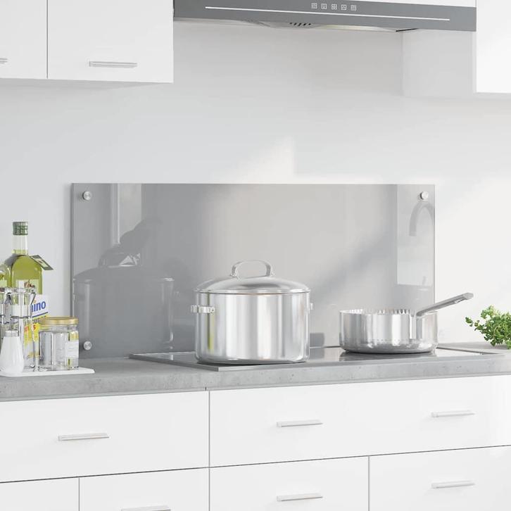 vidaXL Keuken Spatscherm Lichtgrijs 100 x 40 x 0.6 cm gehard, Antiek en Kunst, Antiek | Keukengerei, Verzenden
