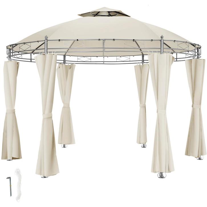 tectake Tuinpaviljoen Siana Ø 3.5m - crème, Tuin en Terras, Partytenten, Verzenden