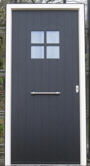 pvc voordeur , deur , buitendeur 101 x 208 creme / zwart, Doe-het-zelf en Bouw, Deuren en Vliegenramen, Nieuw, Glas, Kunststof