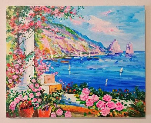Alfredo Grimaldi (1950) - Incanto Mediterraneo, Antiek en Kunst, Kunst | Schilderijen | Klassiek