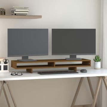 vidaXL Monitorstandaard 100x27x14 cm massief grenenhout, Verzenden
