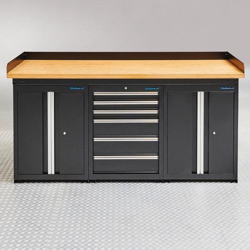Datona Werkbank PRO eiken - 6 lades - 2 opbergkasten - 200, Doe-het-zelf en Bouw, Werkbanken, Ophalen of Verzenden