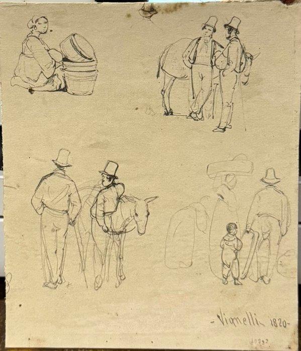Achille Vianelli (1803-1894) - Disegno preparatorio, Antiek en Kunst, Kunst | Schilderijen | Klassiek