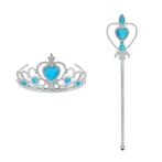 Prinsessenjurk - Kroon en staf - Zilver met blauw - Kleedje, Nieuw, Verzenden