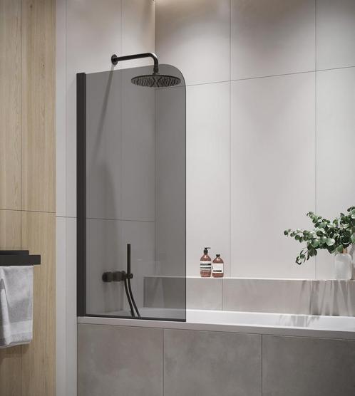 Badwand Torino 80 x 140 cm Rookglas Zwart Badscherm, Doe-het-zelf en Bouw, Sanitair, Nieuw, Verzenden