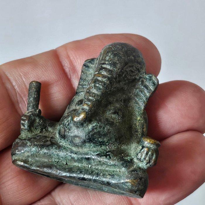 Oud-Indochinese Brons XXS Zittende Ganesha Beeld - Wolken, Antiek en Kunst, Antiek | Overige Antiek
