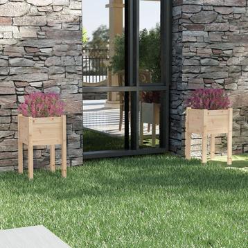 vidaXL Plantenbakken 2 st 40x40x70 cm massief grenenhout, Verzenden